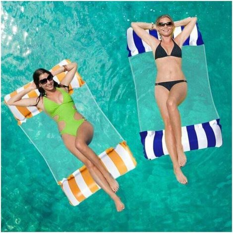 2-teilige schwimmende Pool-Hängematte, 4-in-1 vielseitige aufblasbare Pool-Hängematte mit Netz, aufblasbare Liege für Erwachsene und Kinder, tragbare Reise-Hängematte, Swimmingpool