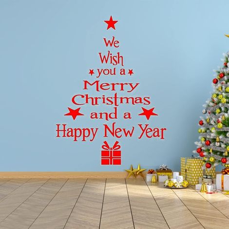 Autocollant mural de Noël, grands autocollants de Noël, autocollants muraux pour sapin de Noël, autocollants de porte de Noël, décorations (1/5)