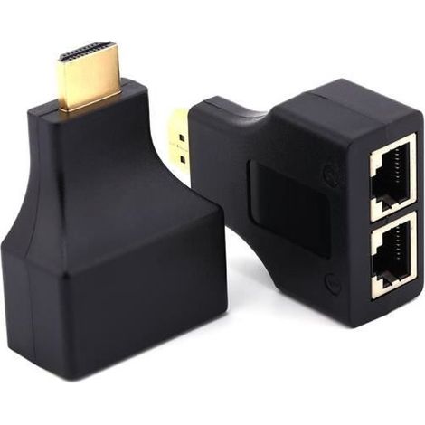 HDMI à câble d\'extension réseau double port RJ45 par ordinateur Cat 5e & 6 HD 1080P 3D (1/4)