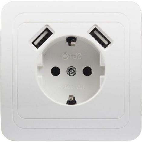 Prise murale universelle pour téléphone, Double Port USB 5V, 2A,Mur européen standard allemand (1/5)