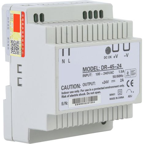 DR-45-24 Alimentation à découpage AC/DC 45 W à sortie unique 24 V sur rail DIN (1/5)
