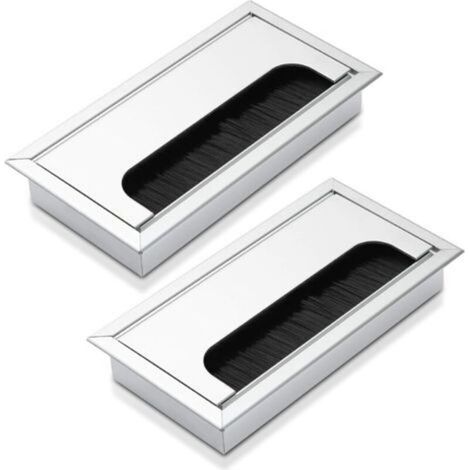 Lot de 2 passe-câbles en aluminium anodisé – Dimensions 160 x 80 mm – Bords lisses pour installation sécurisée – Couleur argent (1/5)