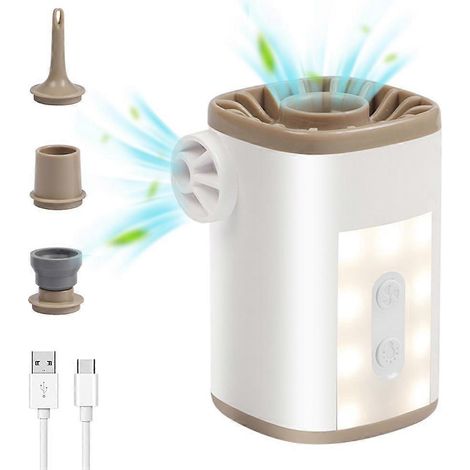 Pompe à air portable 2024, pompe à air électrique sans fil avec lumière LED, batterie rechargeable, pompe à matelas pneumatique, gonfleur ultraléger (1/3)