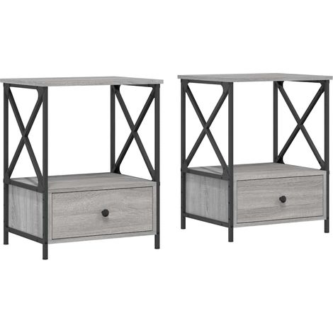 Maison Exclusive - Nachttische 2 Stk. Grau Sonoma 50x41x65 cm Hol