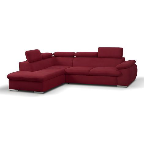 Divano letto angolare con contenitore in tessuto Rosso - Angolo a sinistra - FABIEN