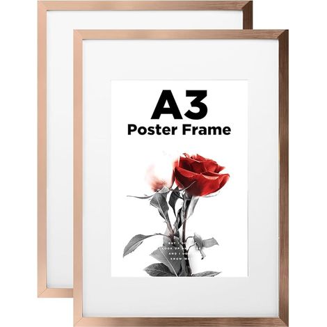 cadres photo A3 bois verre acrylique MDF passe-partout A4 certificats 29,7 x 43 cm or rose (1/3)