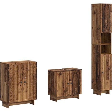 Maison Exclusive - Set di armadietti da bagno in 3 pezzi EDE Legno antico (1/5)