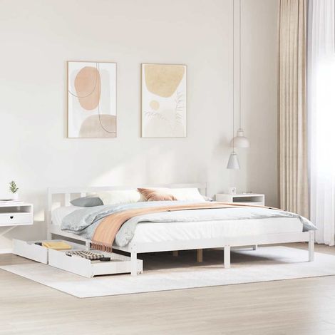 Massivholzbett ohne Matratze Weiß 180x200 cm Kiefernholz vidaXL (1/5)
