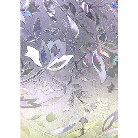 Fensterfolie, elektrostatische Folie, Sichtschutz, UV-beständig, dekorativ, blendfrei, Verdunkelungsfolie mit Tulpenmuster für Glas und Verglasung, 44,5 cm × 200 cm (1/5)