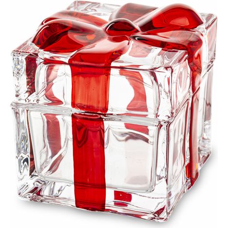 Récipient décoratif en verre avec couvercle, bocal, boîte avec ruban, boîte à chocolats (1/5)