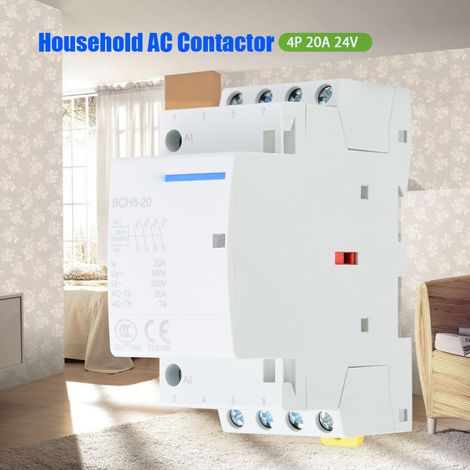 Contacteur alternatif domestique 4P 20A 2NO 2NC montage rail DIN (220V/230V) (1/5)