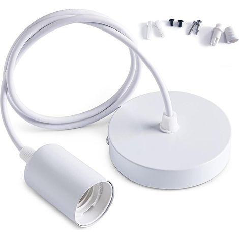 E27 100 cm Adjustable Textile Cable Pendant Light Holder for Lampshade, Ideal for Kitchen, Living Room, Bedroom, Compatible with DIY Lighting and Interior (1/5)