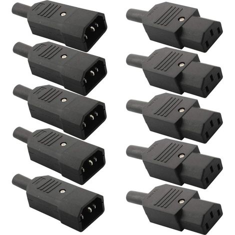 10pcsMâle Prise Femelle Prise,Kettle Plug,Ordinateur imprimante Moniteur Plug,Secteur Connecteur AC 250V 10A(soudable) (1/5)