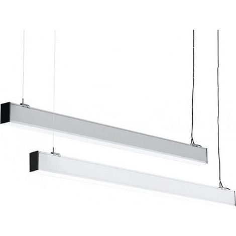 TRADE SHOP - Plafoniera 40w 120cm Con Cavi Sospensione Alluminio Silver Illuminazione Luce 6500k 00640 - (1/3)
