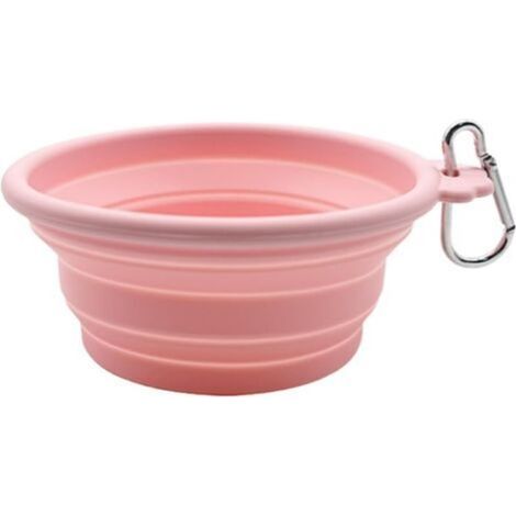 Zusammenklappbarer Hundenapf – Auslaufsicheres Silikon, leicht und tragbar – 12,7 cm, rosa – Ideal für den Einsatz im Freien, am Strand, im Park und beim Camping