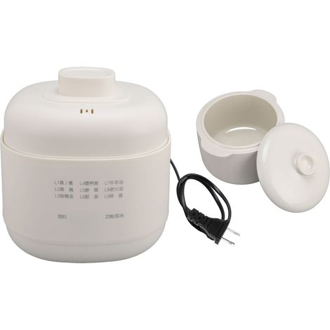 Mini marmite électrique 200W 1L, cuiseur de bouillie de soupe en céramique Anti-brûlure sèche, petit lent avec couvercle de minuterie pour la cuisine domestique, prise américaine 110V (1/5)