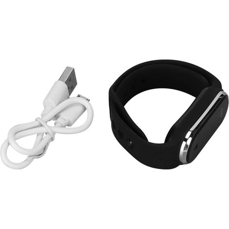 Bracelet Anti Moustiques Ultrasonique Rechargeable avec Affichage Heure et Température - Noir (1/5)