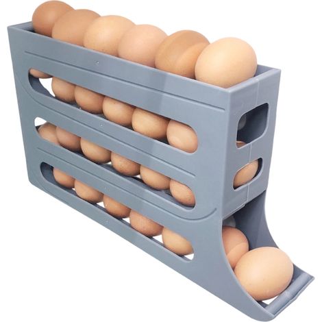 Support à œufs gris - support de rangement pour œufs au réfrigérateur - à roulettes