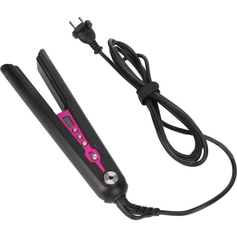 Fer à lisser à chauffe rapide, écran LCD, outil de coiffage pour boucler et lisser, noir, prise 110-240 V. (1/5)