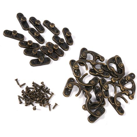 12 boîtes décoratives anciennes en bois pour bijoux/cadeaux/vin, avec serrure et vis. (1/5)