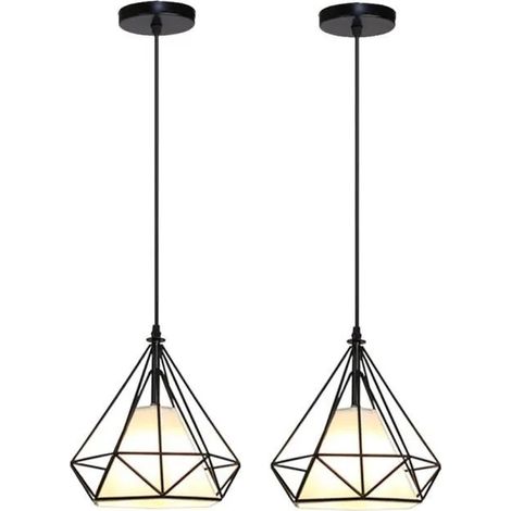 U-do 2 Pcs Lustre Suspension Intérieur - Pendantif Suspension Diamant - Noir (1/4)