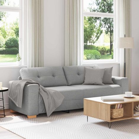 Canapé 3 places en tissu gris nuage, accoudoirs larges, 180 cm - PANGIVO (1/5)