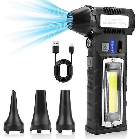 Souffleur d'air comprimé, souffleur électrique 130 000 tr/min avec lumière LED, sans fil, pour PC, clavier, voiture, maison (1/5)
