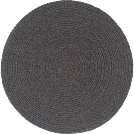 Napperons 6 pcs Gris foncé Plain 38 cm Rond Coton (1/4)