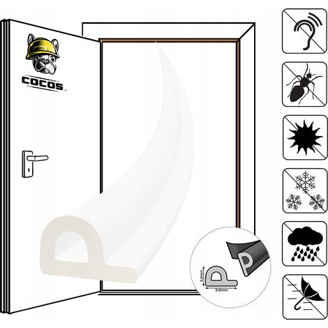 Guarnizione autoadesiva per porte e finestre P 9X5,5mm BIANCO (1/5)