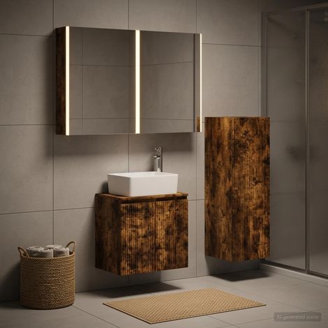 vidaXL Bathroom Furniture Set 4 pcs Smoked Oak (1/5)