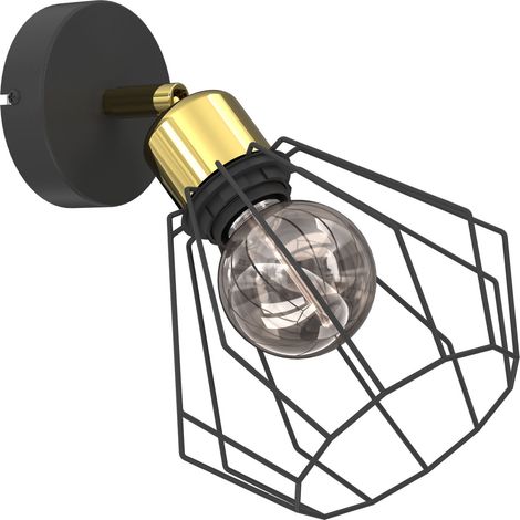 Applique murale industrielle orientable noire et dorée Parkla Luminex E27 15W (1/3)