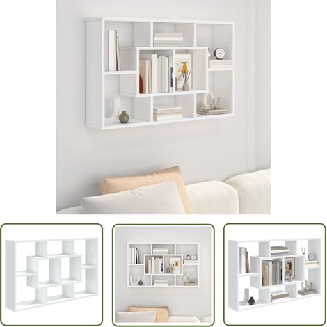 The Living Store Wandregal Weiß 85x16x52,5 cm Holzwerkstoff - Wandregal - Holzregal - Regalböden - Wohnzimmerdeko - Wohnraumorganisation (1/5)