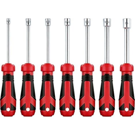 SAE 7 piece socket wrench set, 1 inch hollow shank socket wrench set includes 3/16" 1/4" 5/16" 11/32" 3/8" 7/16" 1/2" spanners for precise tightening of hex nuts. (1/5)