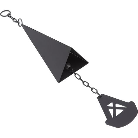 Clochette de jardin triangulaire en fer forgé, décoration suspendue pour extérieur, flotteur noir (1/5)