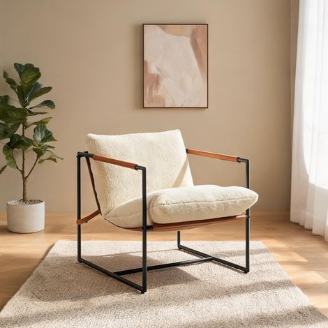 Fauteuil cream en carbon acier tissu 91 x 77 x 80 cm (1/5)