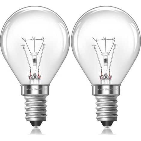 Lampe de four G45 E14, Intensité Variable Blanc Chaud 2700K, 230V, Petite Ampoule Vis Edison E14 pour Lumière Décorative et Lampe à Cire Fondue, 2 Pièces