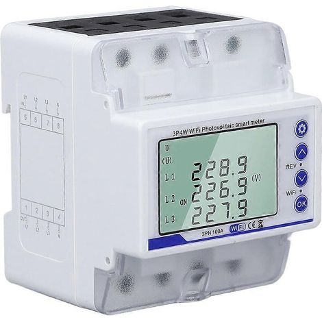 Compteur d'énergie triphasé avec affichage LCD - Commutateur directionnel 60-300 V 100 A (1/5)