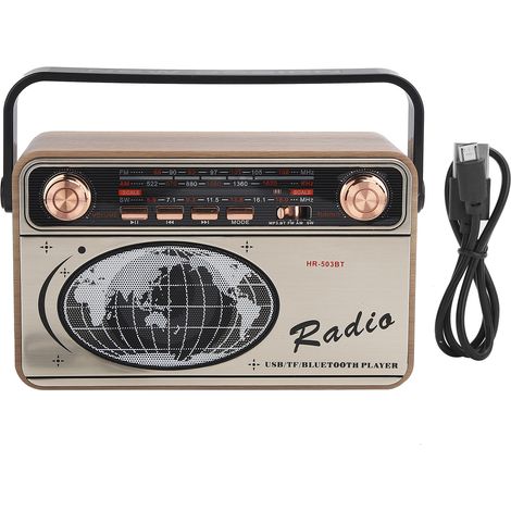Radio FM AM SW 3 Bandes Portable avec Bluetooth, Charge USB et Lecteur pour Carte Mémoire et Clé USB (1/5)
