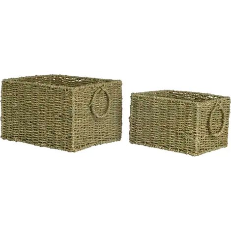 Panier Marron Double Anses Lot De 2 Paniers Polyvalents Avec Anses - Everlands