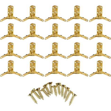 Set mit 20 dekorativen Mini-Holzscharnieren mit goldenen Verschlüssen (1/4)