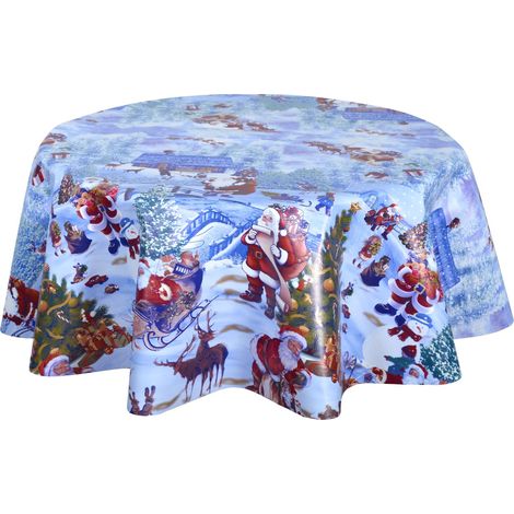 Nappe en toile cirée ronde NEIGE (1/2)