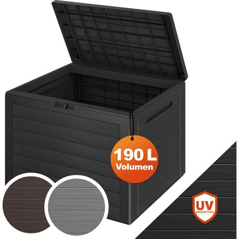 CASARIA® Plastic Garden Storage Box  Cushion Chest  Lockable with Lid  190L  Anthracite