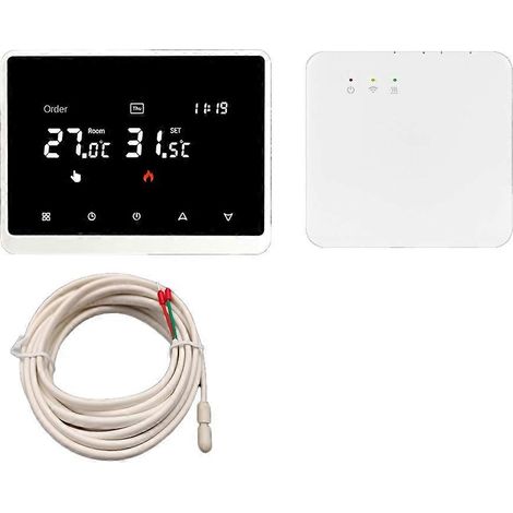 Thermostat intelligent sans fil Wi-Fi, chauffage au sol électrique à eau, régulateur de température pour chaudière murale à gaz, blanc (1/5)