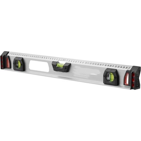 Niveau Magnétique 60 cm I-Beam - Aluminium Résistant et Léger - Antichocs - 3 Fioles Dont Une Grande Taille - Précision +/- 0,5mm - Règle Intégrée (1/2)