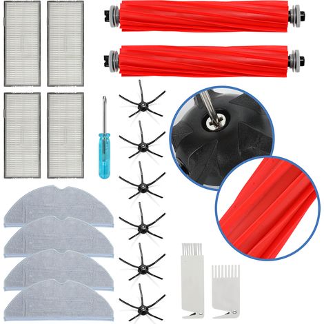 Wolketon 19pcs Kit d'accessoires pour Xiaomi Roborock S7 T7 T7S T7 Plus T7S Plus Pièces de rechange pour aspirateur robot 2 brosse principale