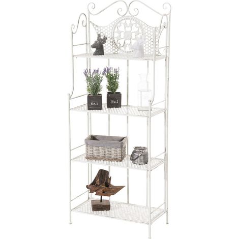 Mensola portapiante 4 livelli in ferro 153x61x33 cm bianco invecchiato ETA10025 (1/4)