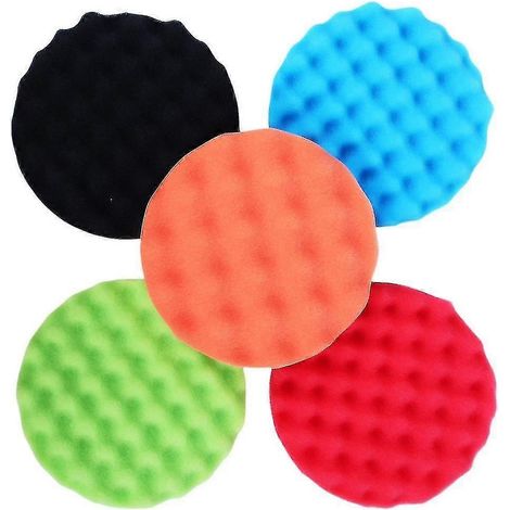 Lot de 5 tampons de polissage en mousse de 180 mm (7 pouces) pour polisseuses automobiles. (1/5)
