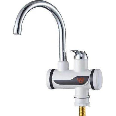 Robinet électrique de cuisine domestique - affichage numérique + tuyau en acier inoxydable - prise européenne 220 V (1/5)