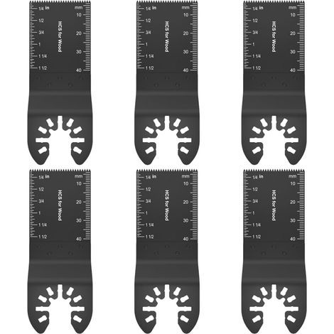 Multi-purpose oscillating saw blades, pack of 6, 34 mm, universal, for wood and plastic