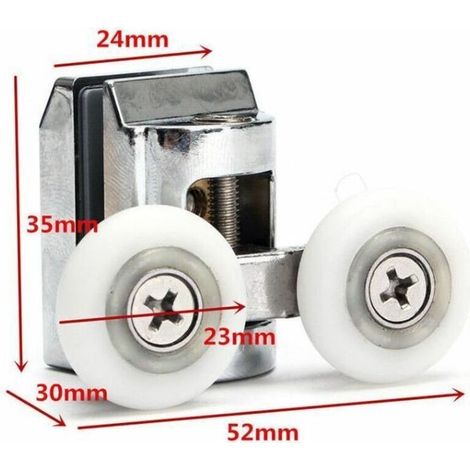 Lot de 4 roulettes de porte de douche de 23 mm Rouleau pour Coulissante Porte Douche - (1/5)